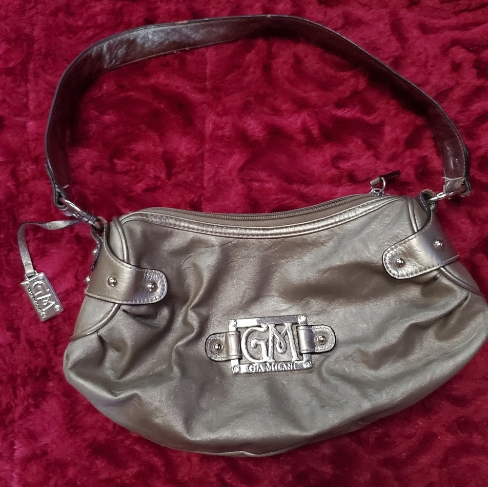 GIA MALANI PEWTER PURSE WITH ZEBRA PRINT LINER!